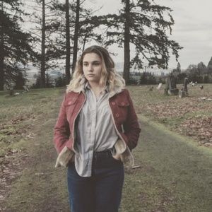 Fossil Faux Fur Collar Burgundy Jacket